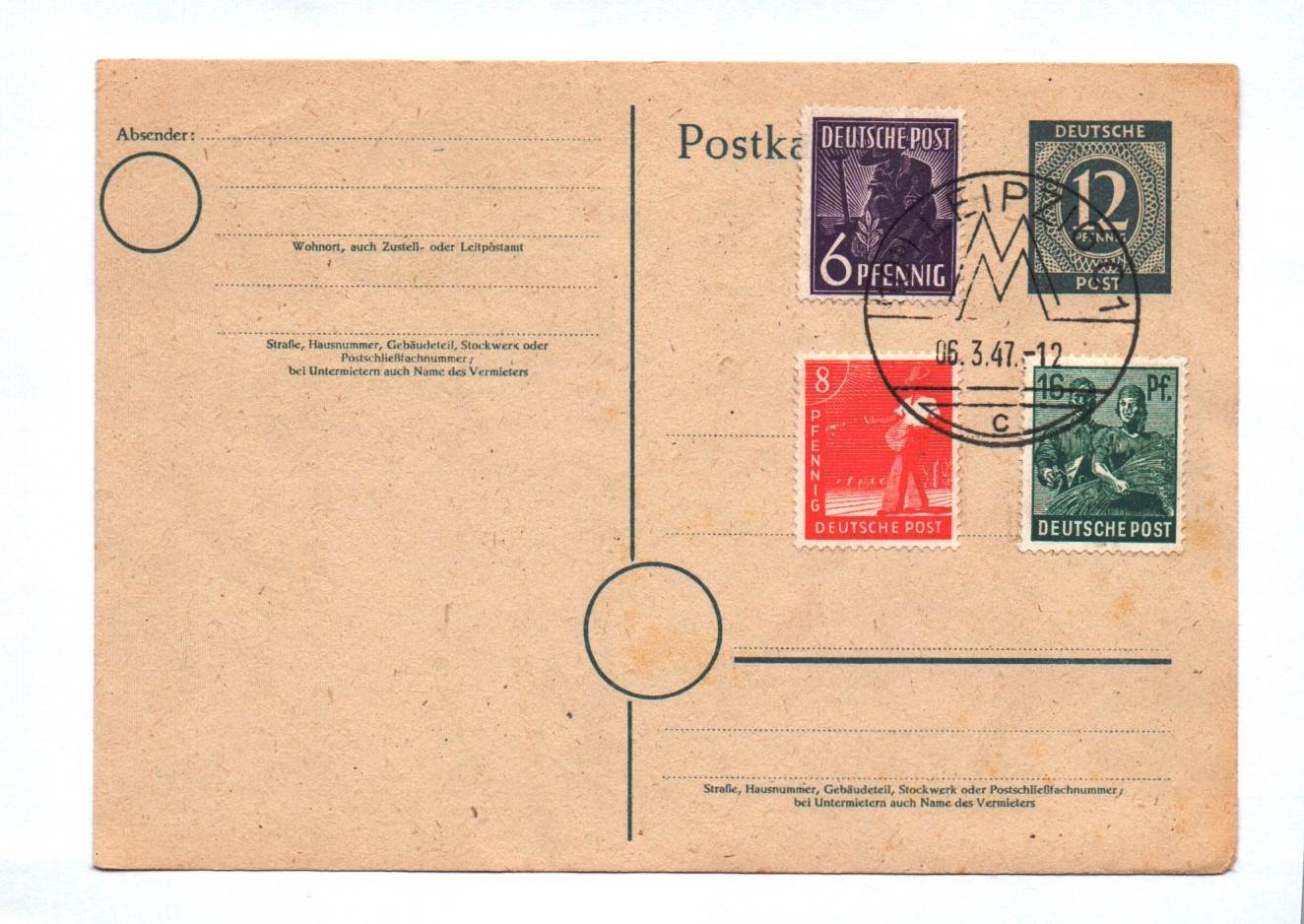 Brief 1947 Leipzig Sachsen Postkarte