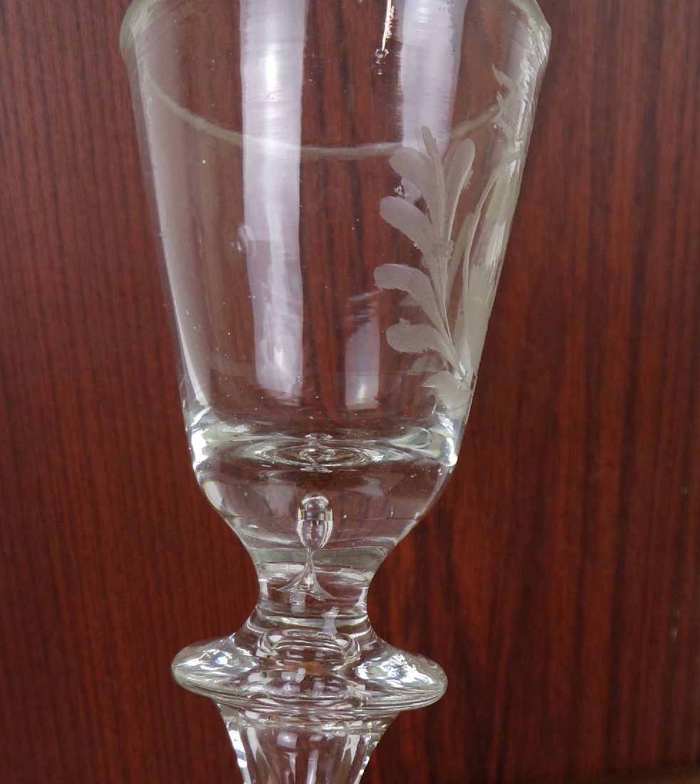 Barock Glas um 1750 Zu Dir Sinnspruch Kelch Pokal 