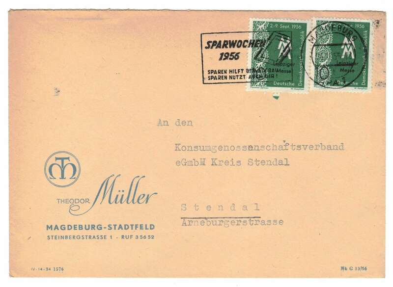 Werbe Brief Theodor Müller Magdeburg  Stadtfeld nach Stendal Sparwochen 1956 