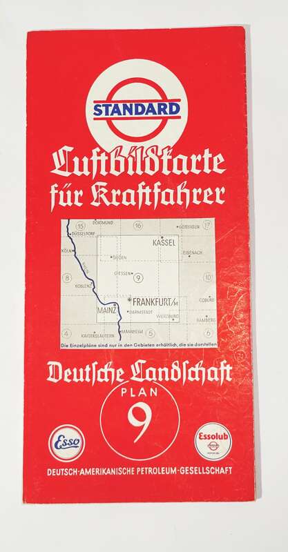 Standard Luftbildkarte Esso Plan 9 Frankfurt Main Kassel Mainz 1930er 