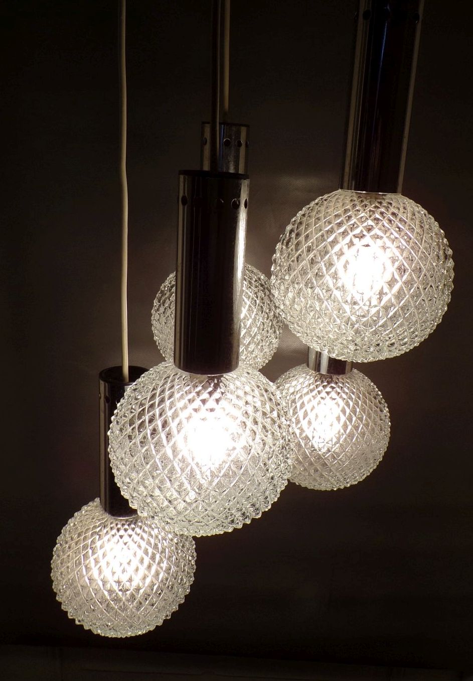 Alte Kaskadenlampe 5er Deckenleuchte Pendellampe 1970er Rund Alte Kaskadenlampe 5er Deckenleuchte Pendellampe 1970er Rund