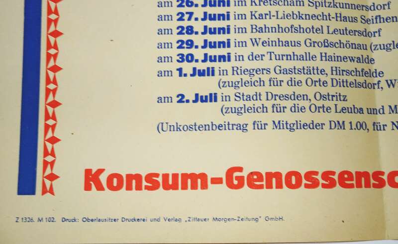 Plakat 1949 Genossenschafts Woche Konsum Zittau 