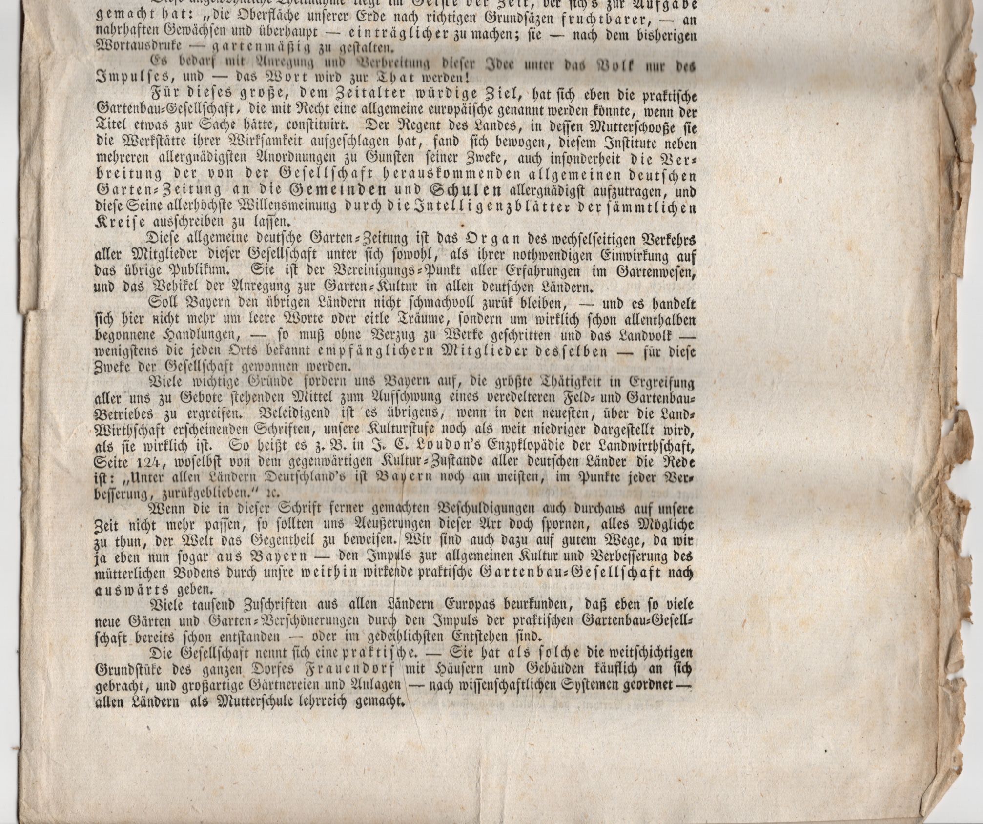 Gründung Gartenbau Gesellschaft Frauendorf Bayern 1826 König Ludwig 