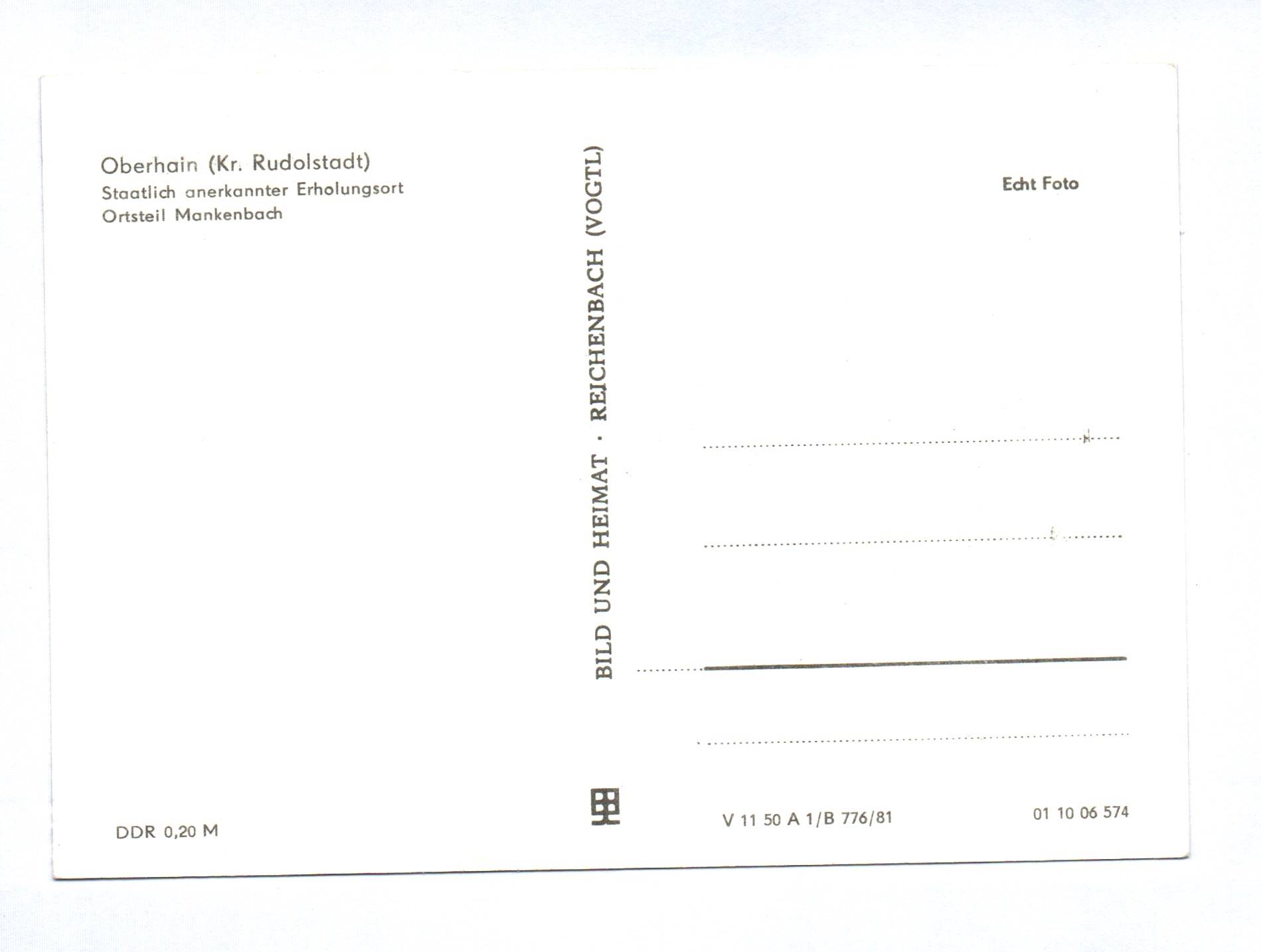 Ak Konsum Gaststätte Zur Erholung Oberhain DDR Ak Konsum Gaststätte Zur Erholung Oberhain DDR