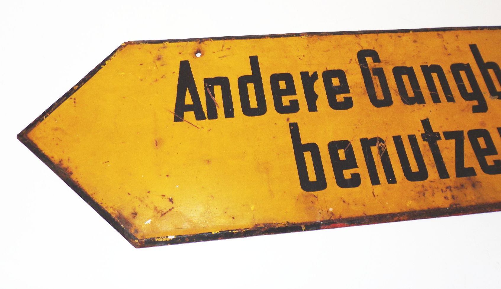 Altes Schild Andere Gangbahn benutzen Bahnhof Eisenbahn Blechschild