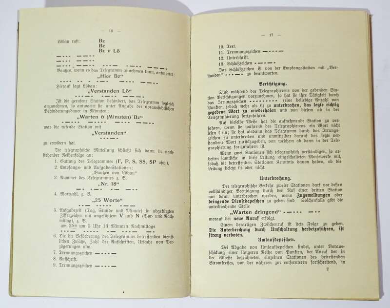 Anweisung Gebrauch und Dienst an Morsewerken Fernsprecher Staatseisenbahn 1915