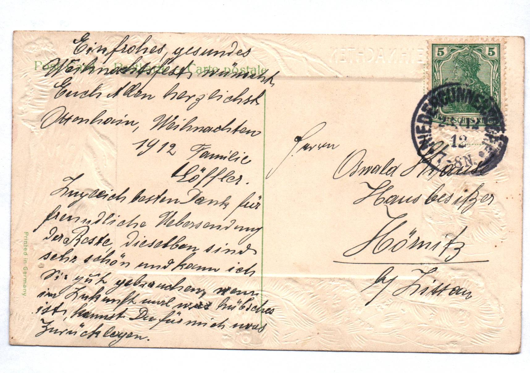 Ak Rehe Winter gold geprägt 1912 fröhliche Weihnachten Ak Rehe Winter gold geprägt 1912 fröhliche Weihnachten