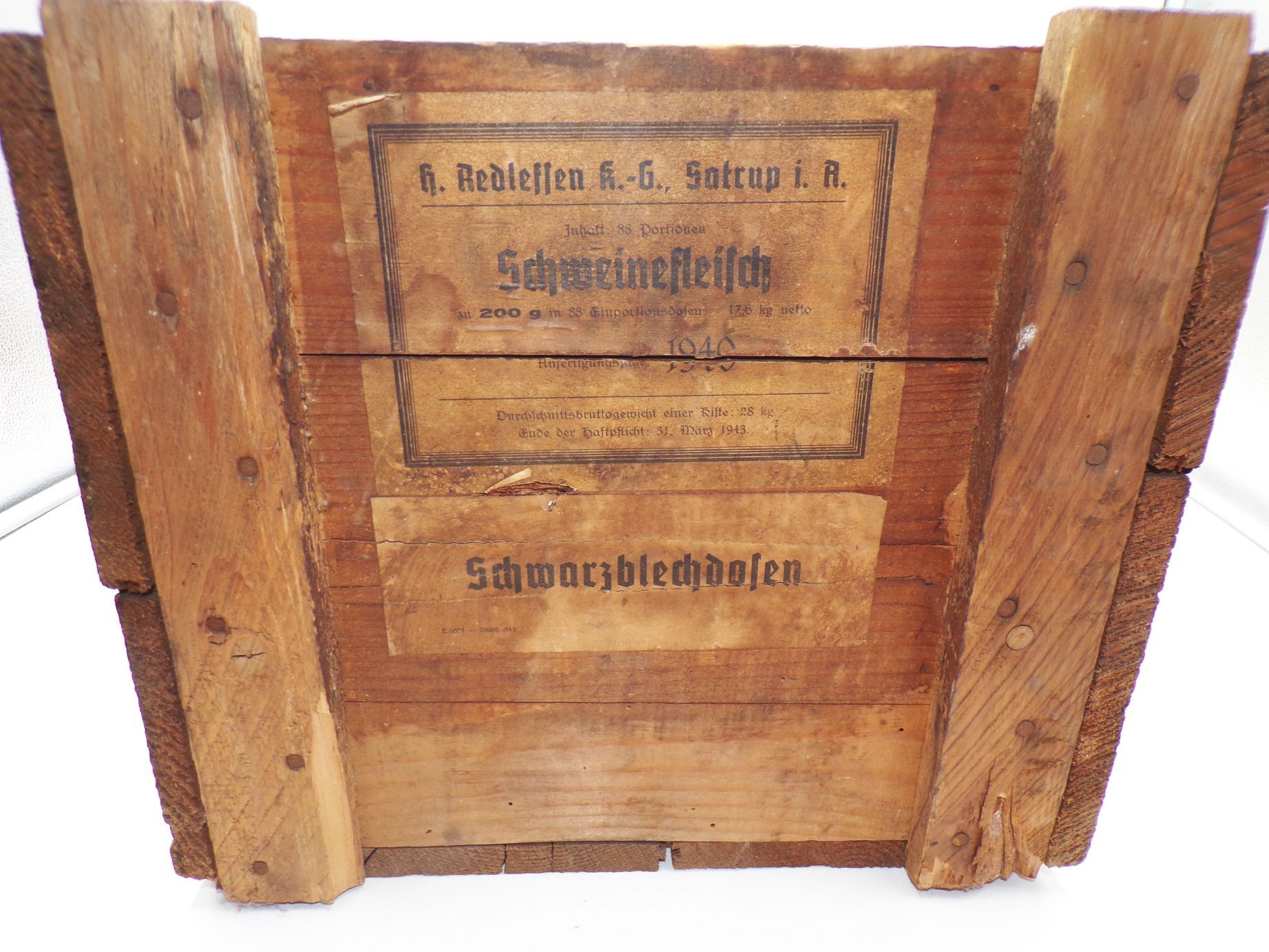 Alte Holzkiste 1940 Schweinefleisch Box Behälter Reklame Sammler Deko Alte Holzkiste 1940 Schweinefleisch Box Behälter Reklame Sammler Deko