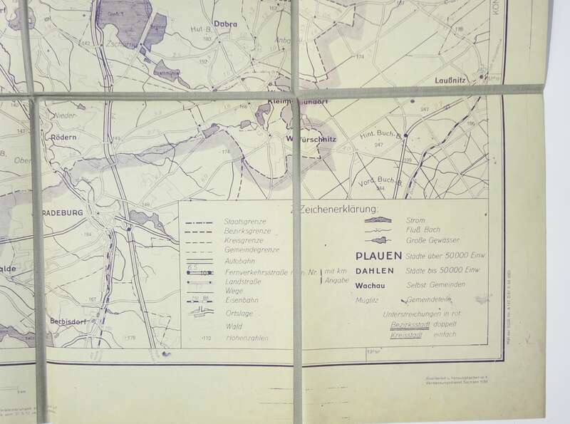 Alte Leinen Landkarte Großenhain  Vintage L   