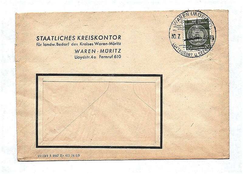 Brief Staatliches Kreikontor Waren Müritz DDR 1956