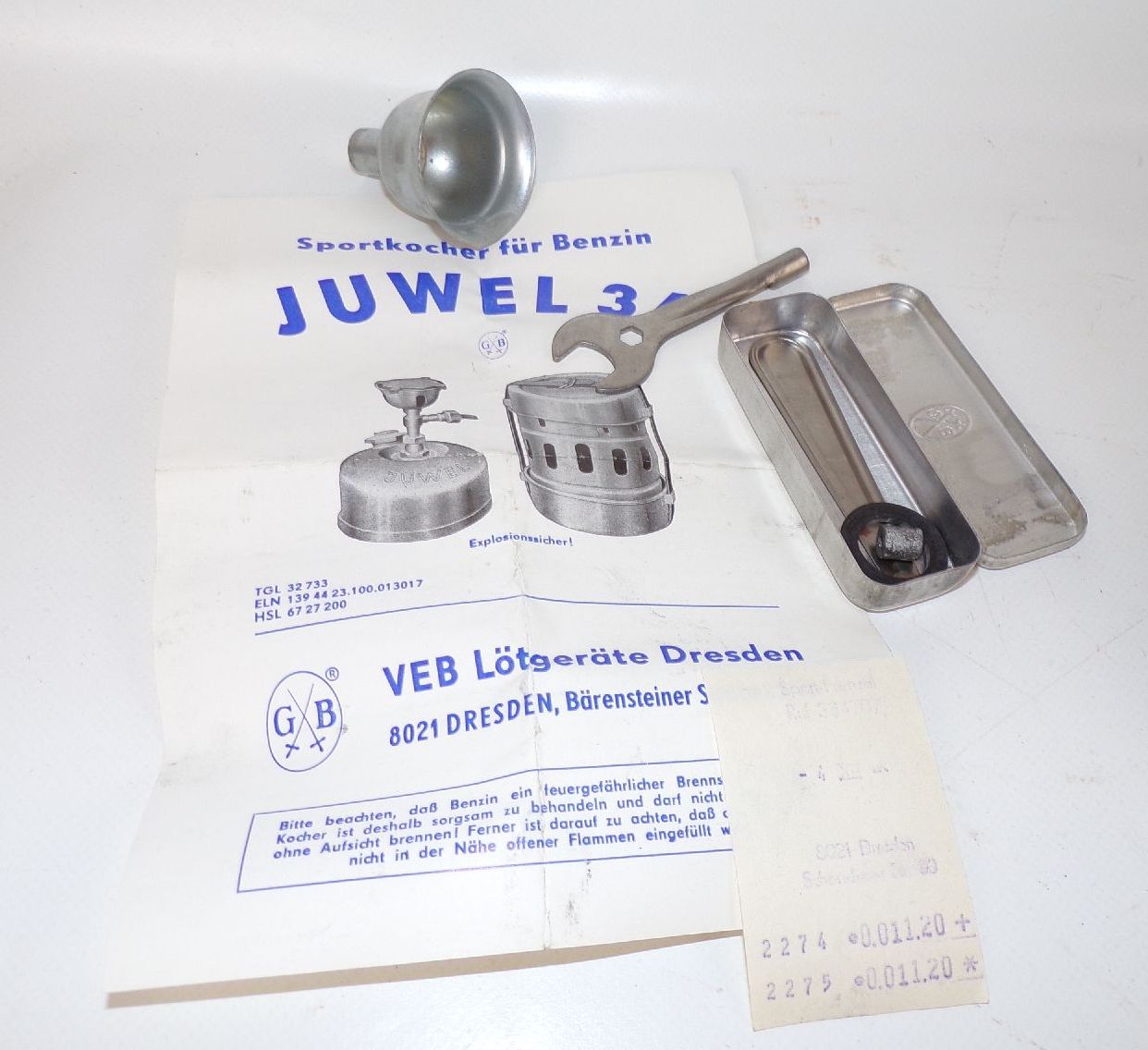 Juwel 34 Campingkocher Benzinkocher Set OVP Sportkocher