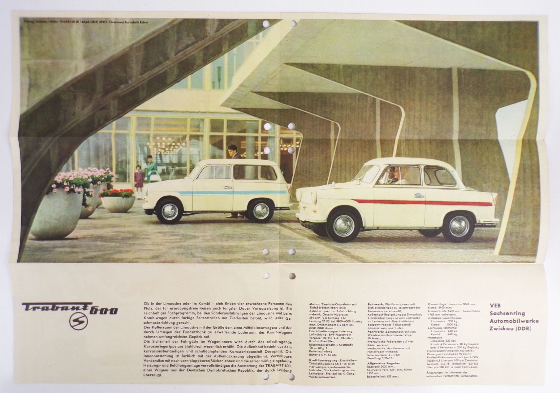 Prospekt Trabant 600 VEB Sachsenring DDR