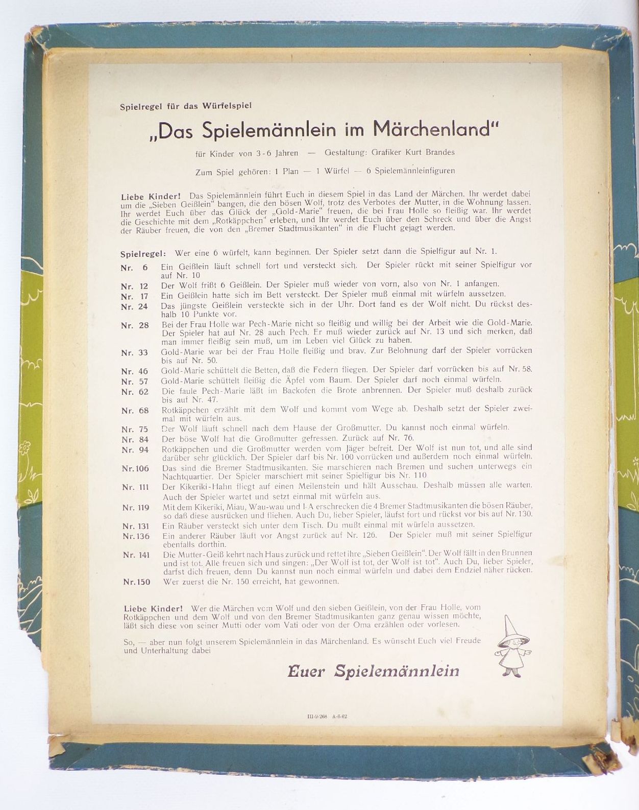 Das Spielmännlein im Märchenland Ein Würfelspiel von Kurt Brandes DDR Brettspiel Das Spielmännlein im Märchenland Ein Würfelspiel von Kurt Brandes DDR Brettspiel