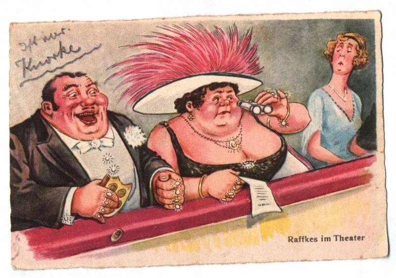 Scherz Postkarte Raffkes im Theater Witz Humor 1925