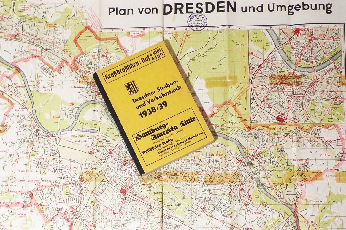 Dresdner Straßen und Verkehrsbuch 1938 1939 mit Stadtplan