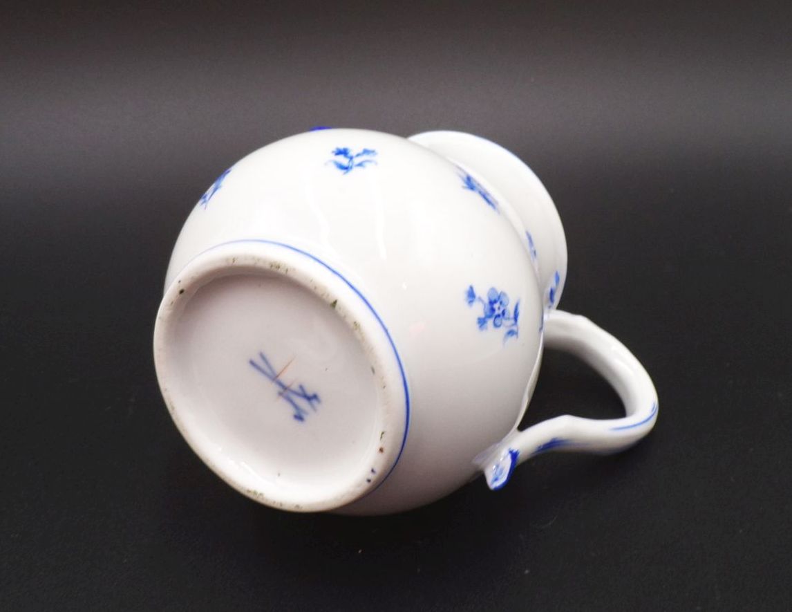 Alte Meissen Kakaokanne blau weiß Blumen Knaufzeit 2 Wahl Kännchen