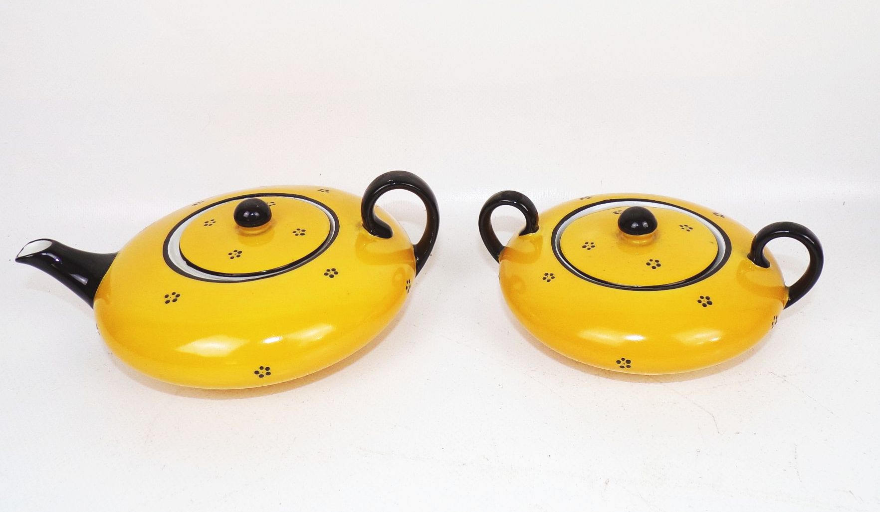 SPM Bavaria Teeservice Art Deco Schwarz Gelb Design Porzellan