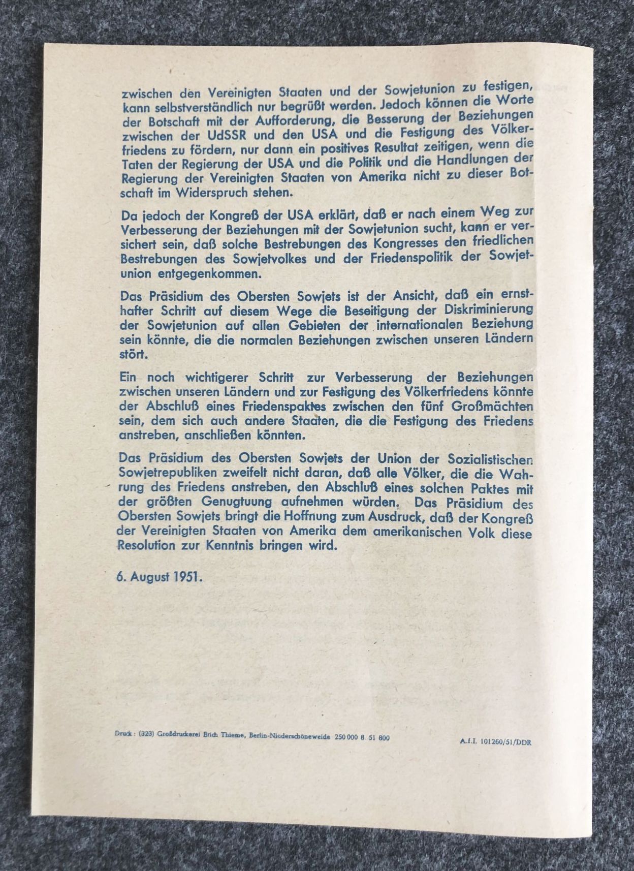 Zwei Botschaften und ihre Bedeutung Heft DDR 1951