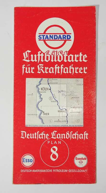 Standard Luftbildkarte Esso Plan 8 Mainz Trier Köln 1930er 