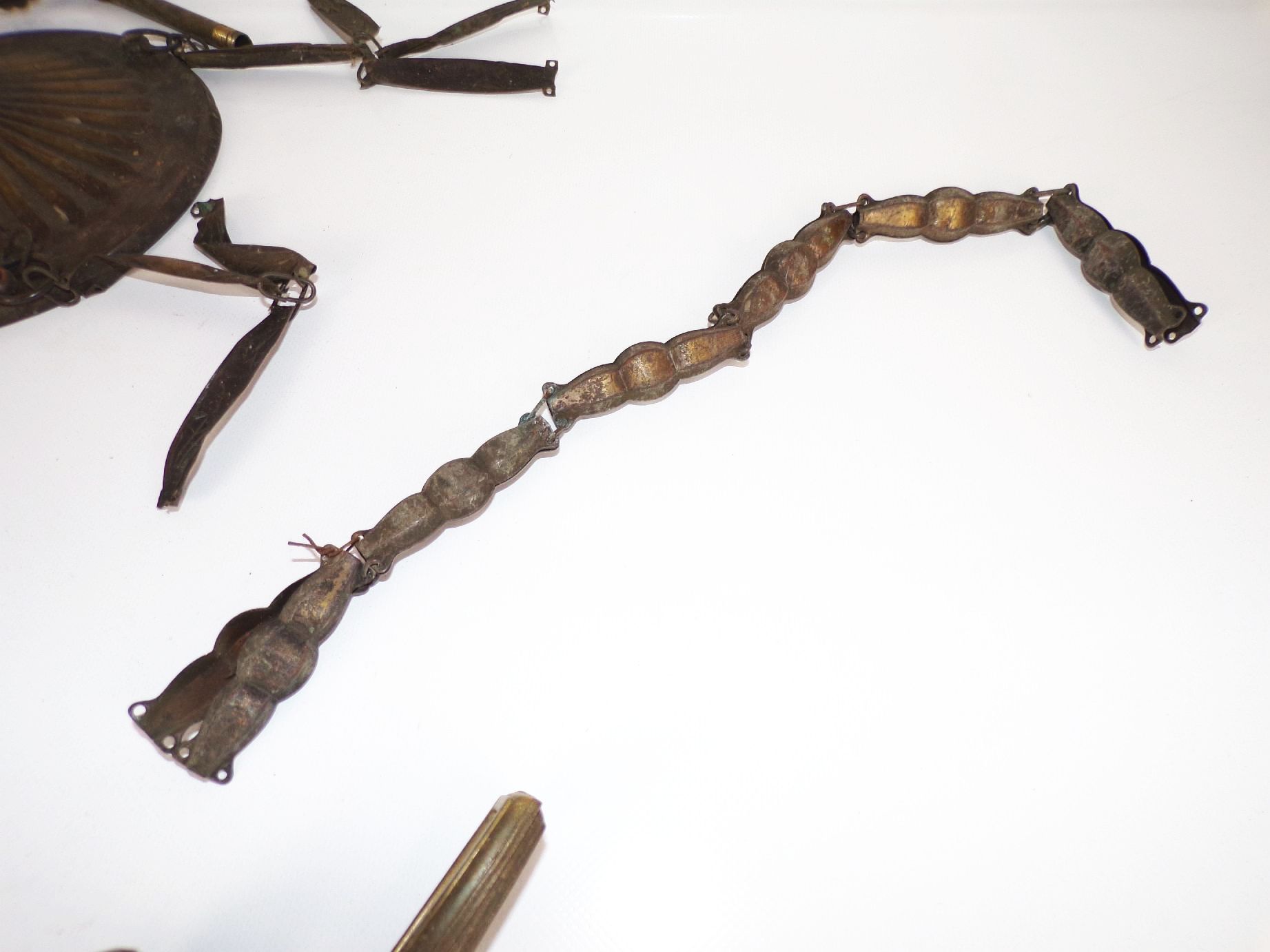 Lampenersatzteile Antik Ketten Baldachin Messingblech um 1900