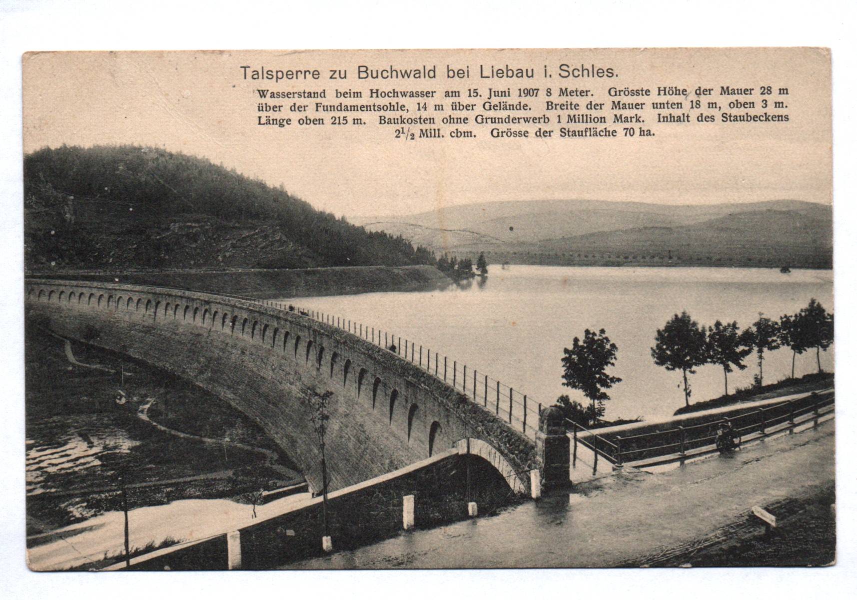 Ak Talsperre zu Buchwald bei Liebau in Schlesien 1911