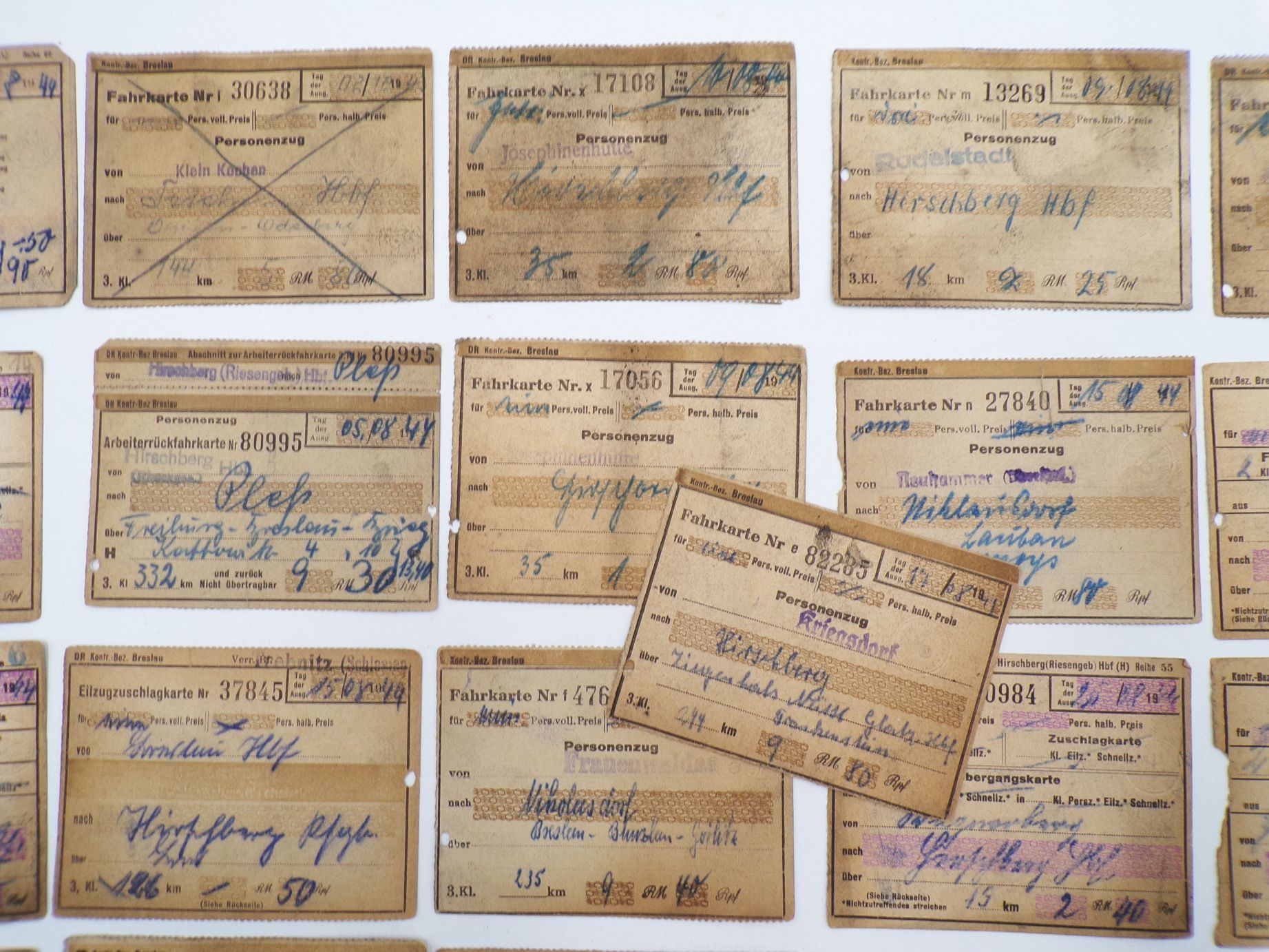 Konvolut Eisenbahn Fahrscheine Schlesien Konvolut Eisenbahn Fahrscheine Schlesien