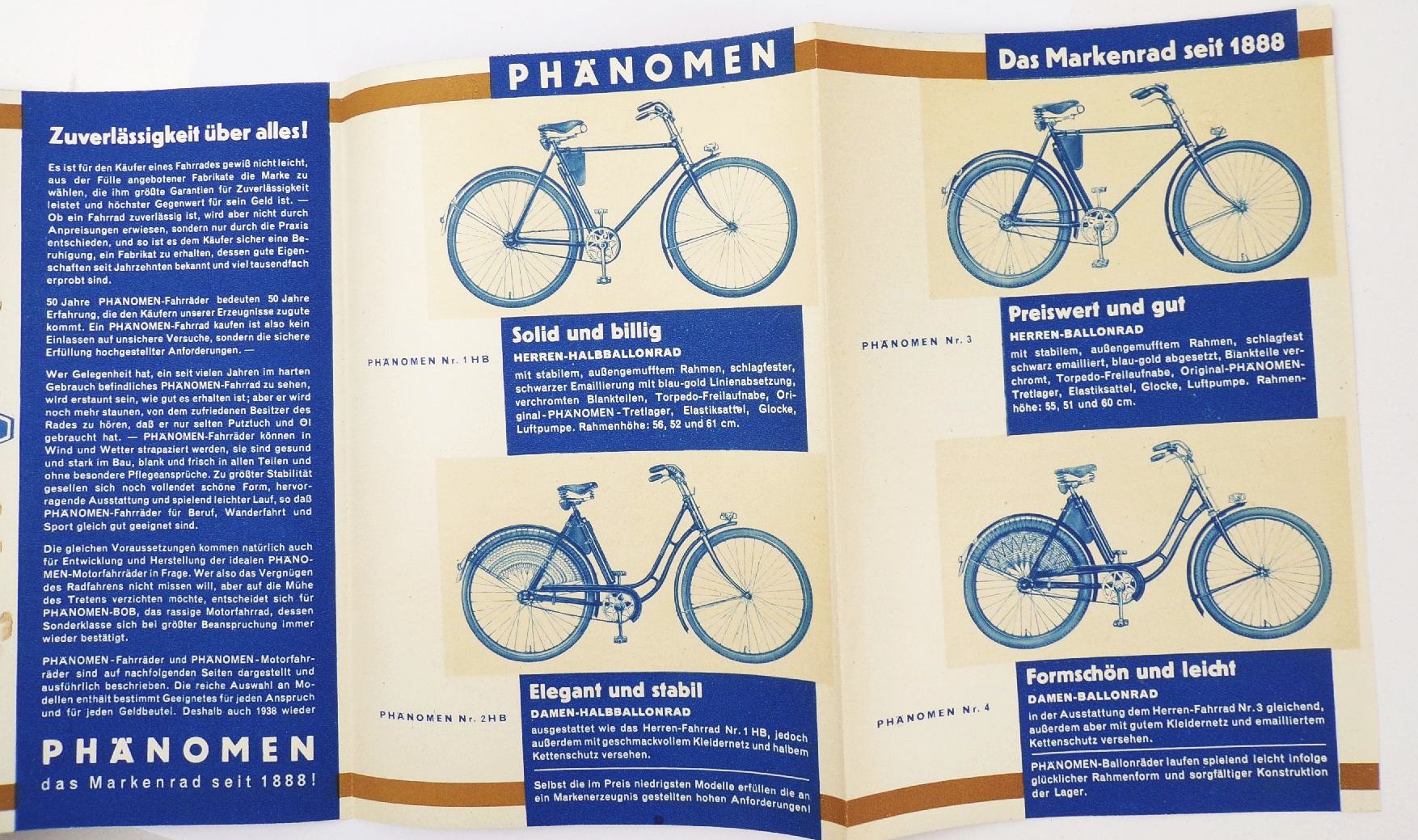 Phänomen Fahrrad Prospekt 1938 Bob Motorrad Oldtimer 