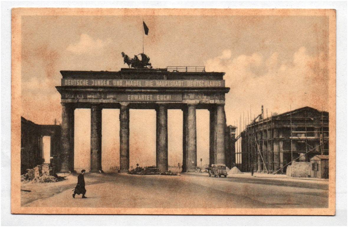 Ak Berlin Brandenburger Tor Deutschlandtreffen Banner 1950 