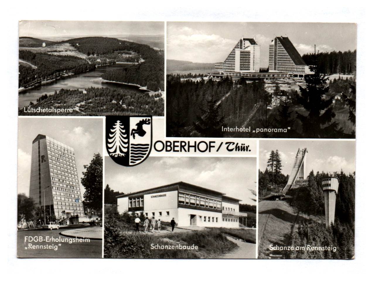 Ak Oberhof Thüringen Rennsteig Lütschetalsperre Interhotel Panorama Schanzenbaude DDR Ak Oberhof Thüringen Rennsteig Lütschetalsperre Interhotel Panorama Schanzenbaude DDR