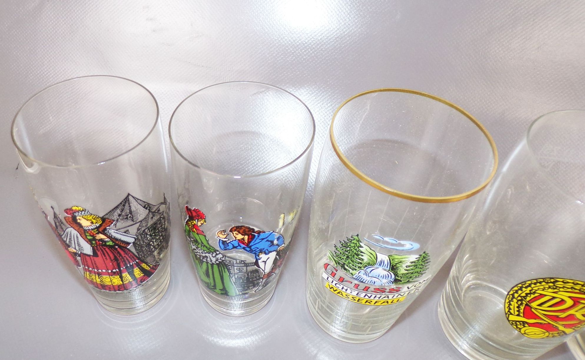 DDR Gläser Set Trachten Lichtenhainer Wasserfall GST vintage Deko