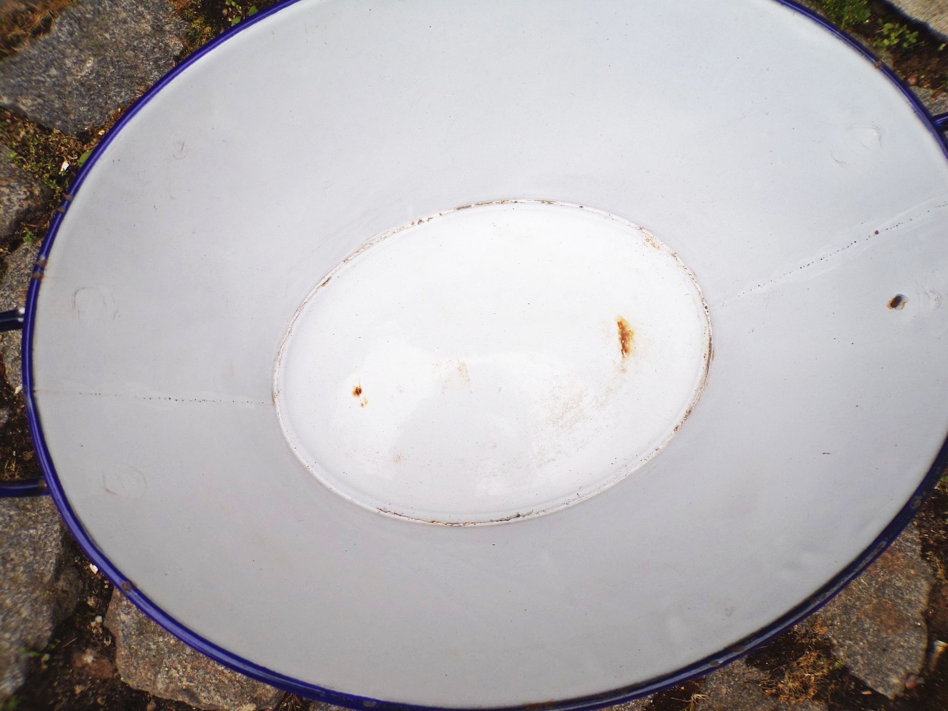 Alte Email Wanne Wabenmuster Netzdekor Blau Weiß Behälter Pfanzgefäß Alte Email Wanne Wabenmuster Netzdekor Blau Weiß Behälter Pfanzgefäß