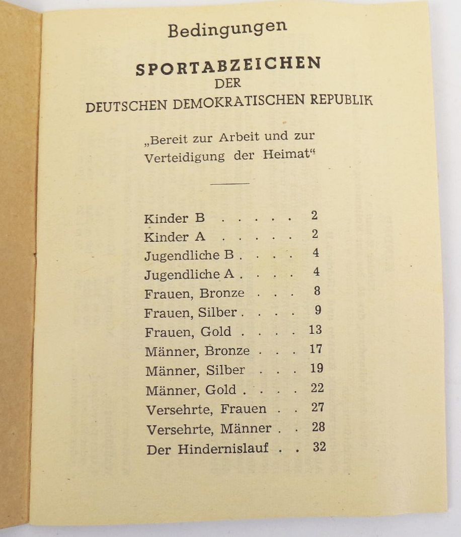 Sportabzeichen der DDR Manuskript 1958 Heft