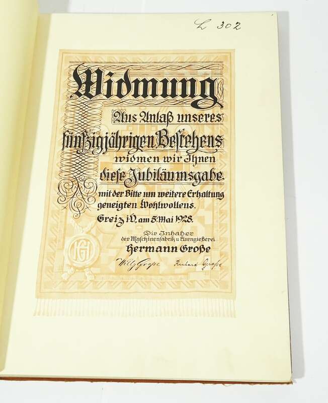Jubiläums Katalog Hermann Grosse Greiz Maschinenfabrik 1928