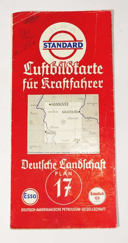 Standard Luftbildkarte Esso Plan 17 Hannover Magdeburg Jena Kassel 1930er 