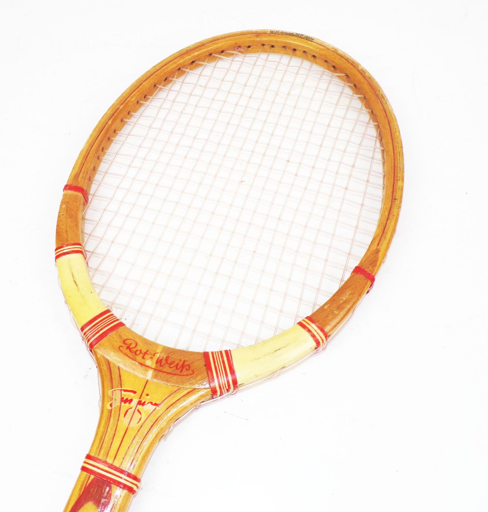 Alter Tennisschläger Rot Weiß Vintage Deko handmade