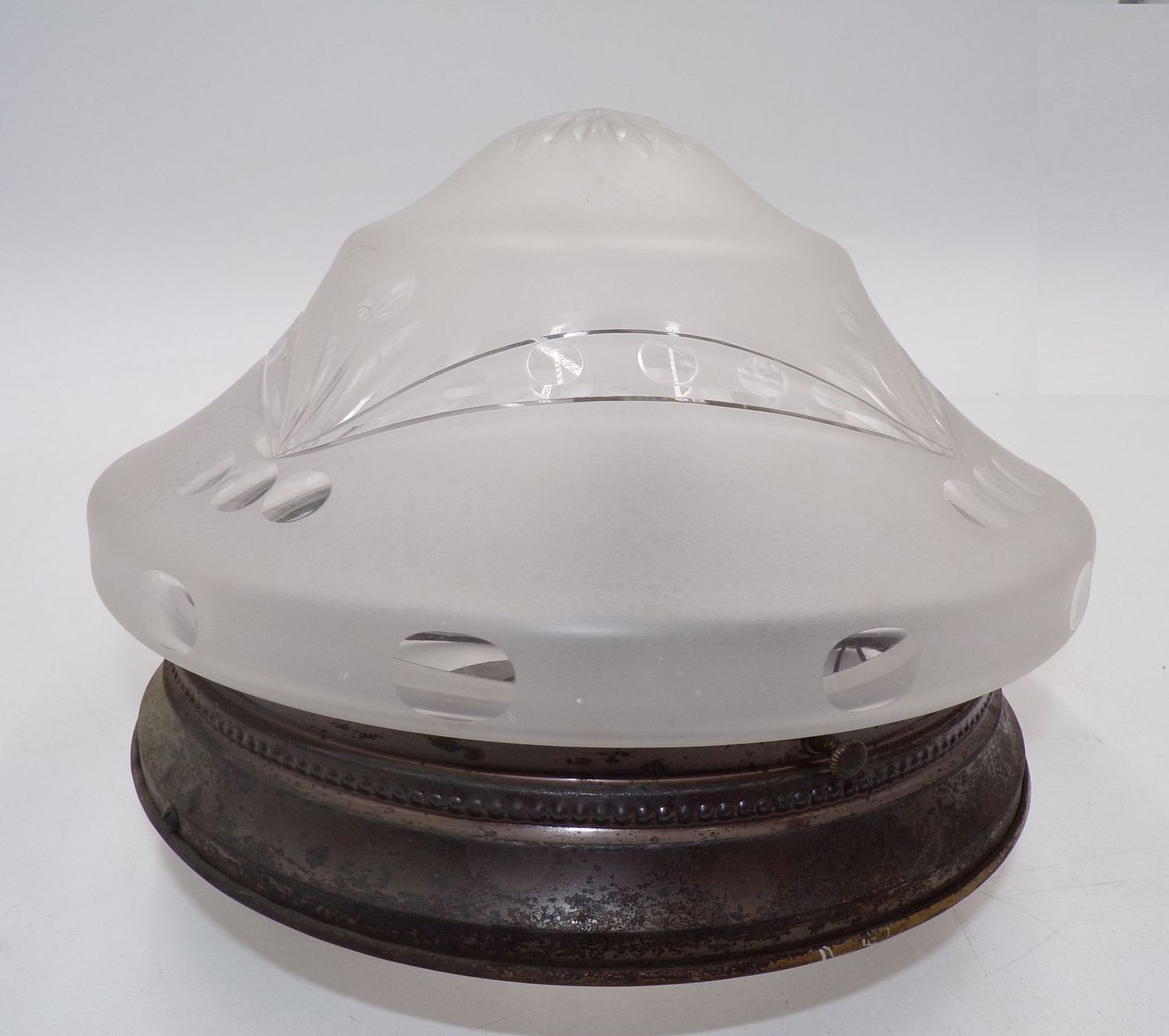 Alte Deckenleuchte geschliffenes Glas E27 um 1900 Antike Lampe Alte Deckenleuchte geschliffenes Glas E27 um 1900 Antike Lampe