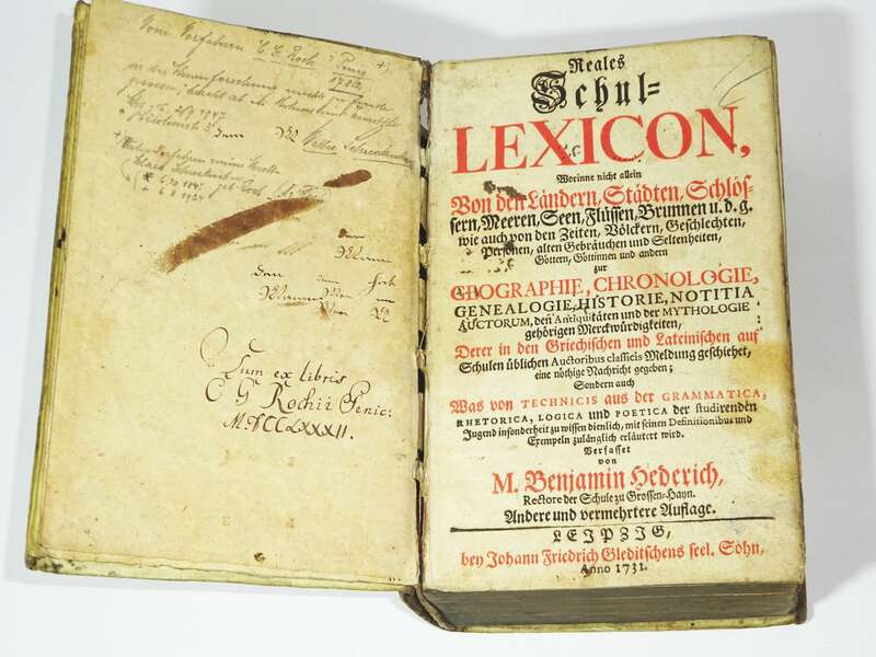 Reales Schul Lexicon M Benjamin Hederich 1731 Schweinsleder