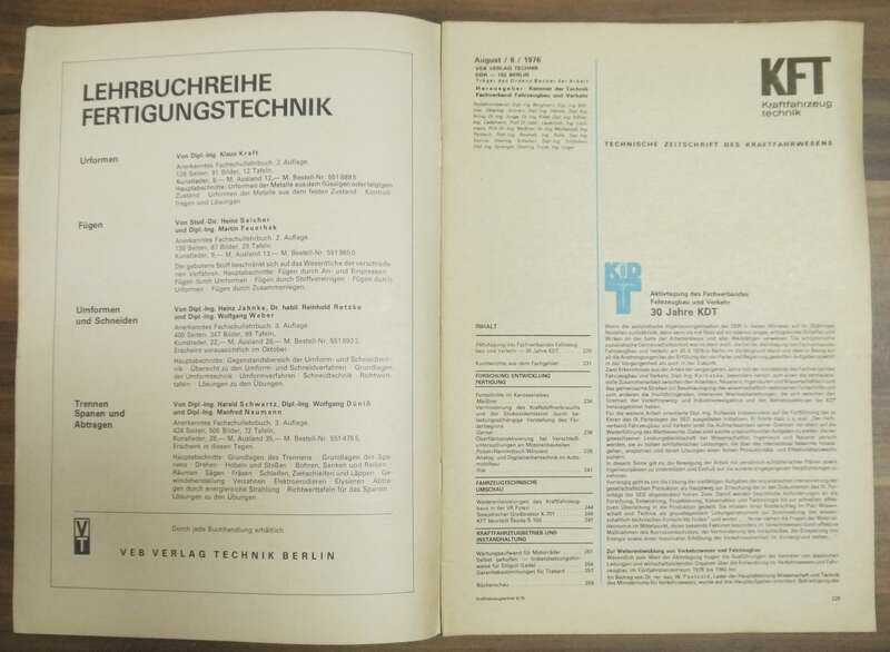 KFT DDR Messeneuheiten August 1976 aus Poznan Zeitschrift Skoda S 100