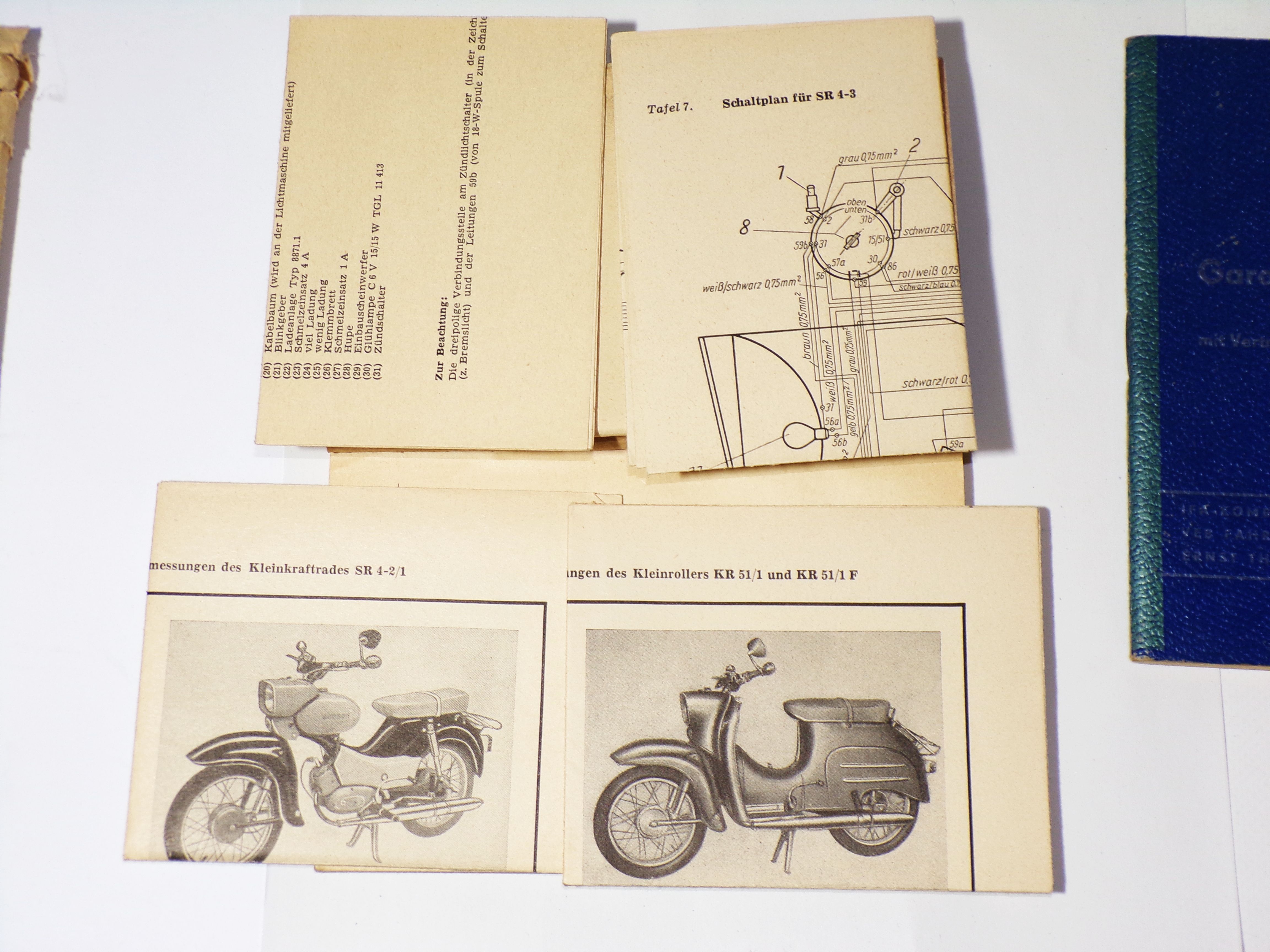 Betriebsanleitung Simson Kleinfahrzeuge 1970 Garantieheft Umschlag 