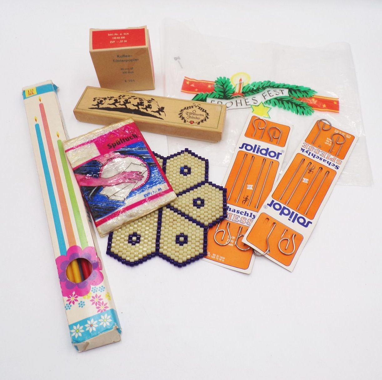 Lot DDR Waren Reklame NOS Kerzen Topfuntersetzer Pischke Requisit Kitsch