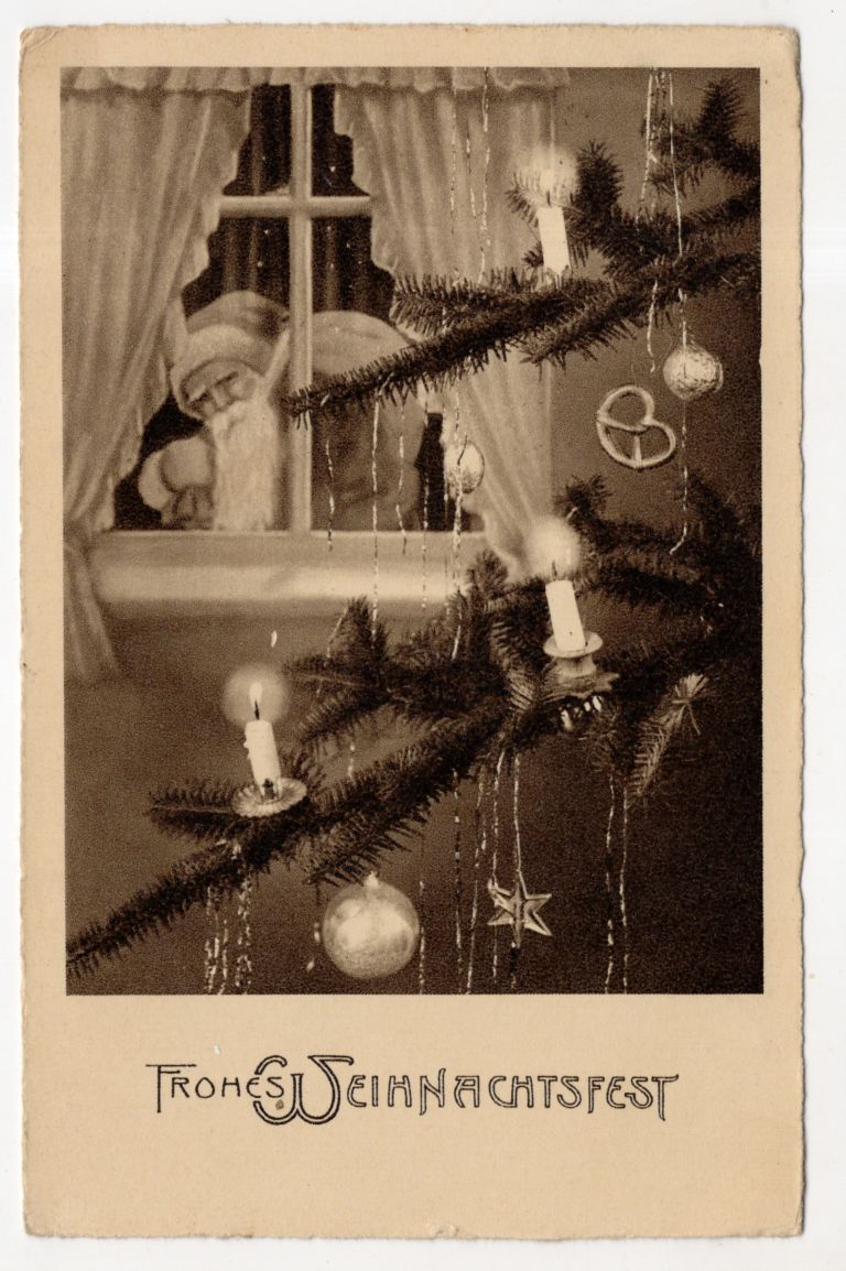 AK Weihnachtsmann schaut zum Fenster rein Frohes Weihnachtsfest 1936
