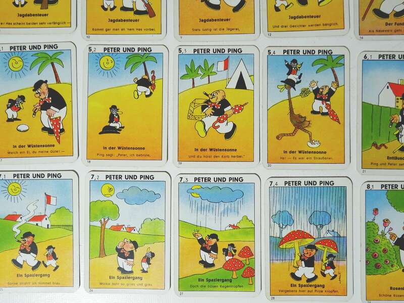 Reklame Kartenspiel Peter und Ping Comic Bravour Zigarettenfabrik Berlin 1930er 