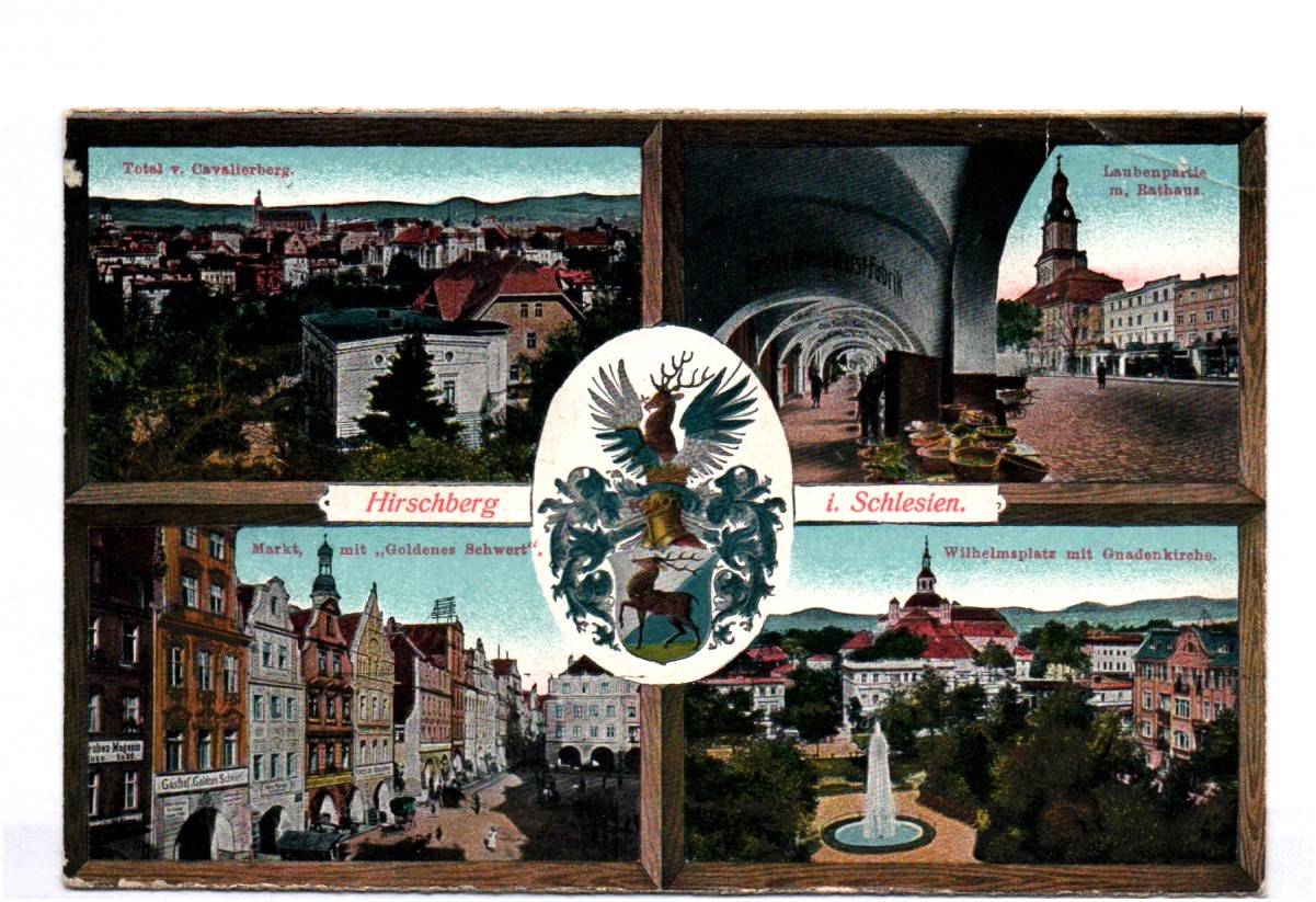 Ak Hirschberg in Schlesien Mehrbild 1916 Ansichten Polen Wappen Ak Hirschberg in Schlesien Mehrbild 1916 Ansichten Polen Wappen