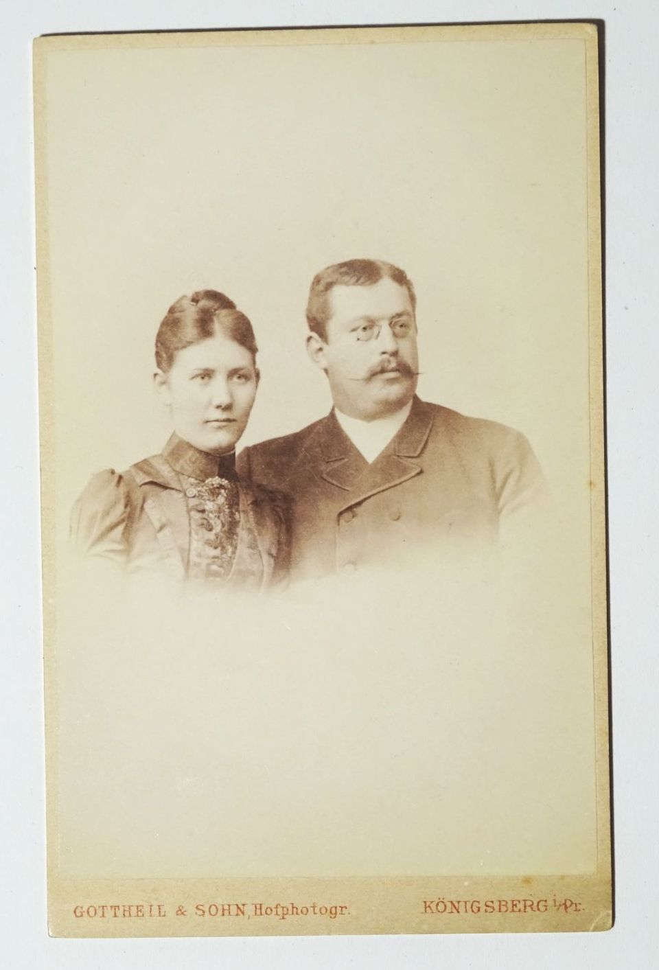 Carte de Visite Foto Ehepaar um 1890 Gottheil Sohn Hofphotograph Königsberg Ostpreußen 