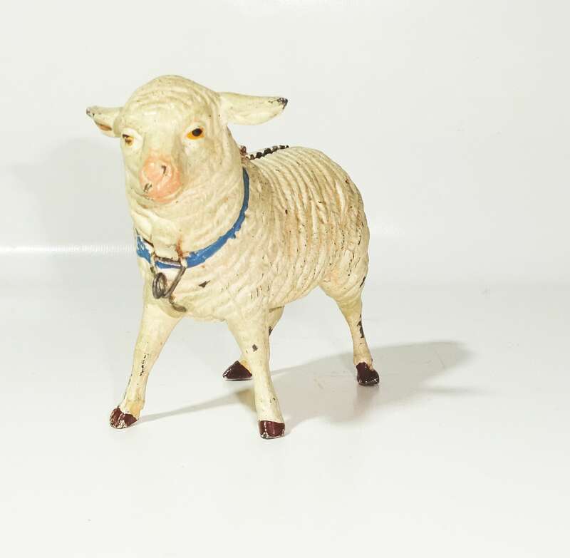 Uralte Spardose Schaf Lamm Zinn um 1900 Sparbüchse