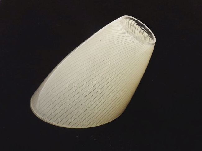 Alter Lampenschirm Tütenlampe Linien Dekor Ersatzglas Glas beige Ersatzschirm