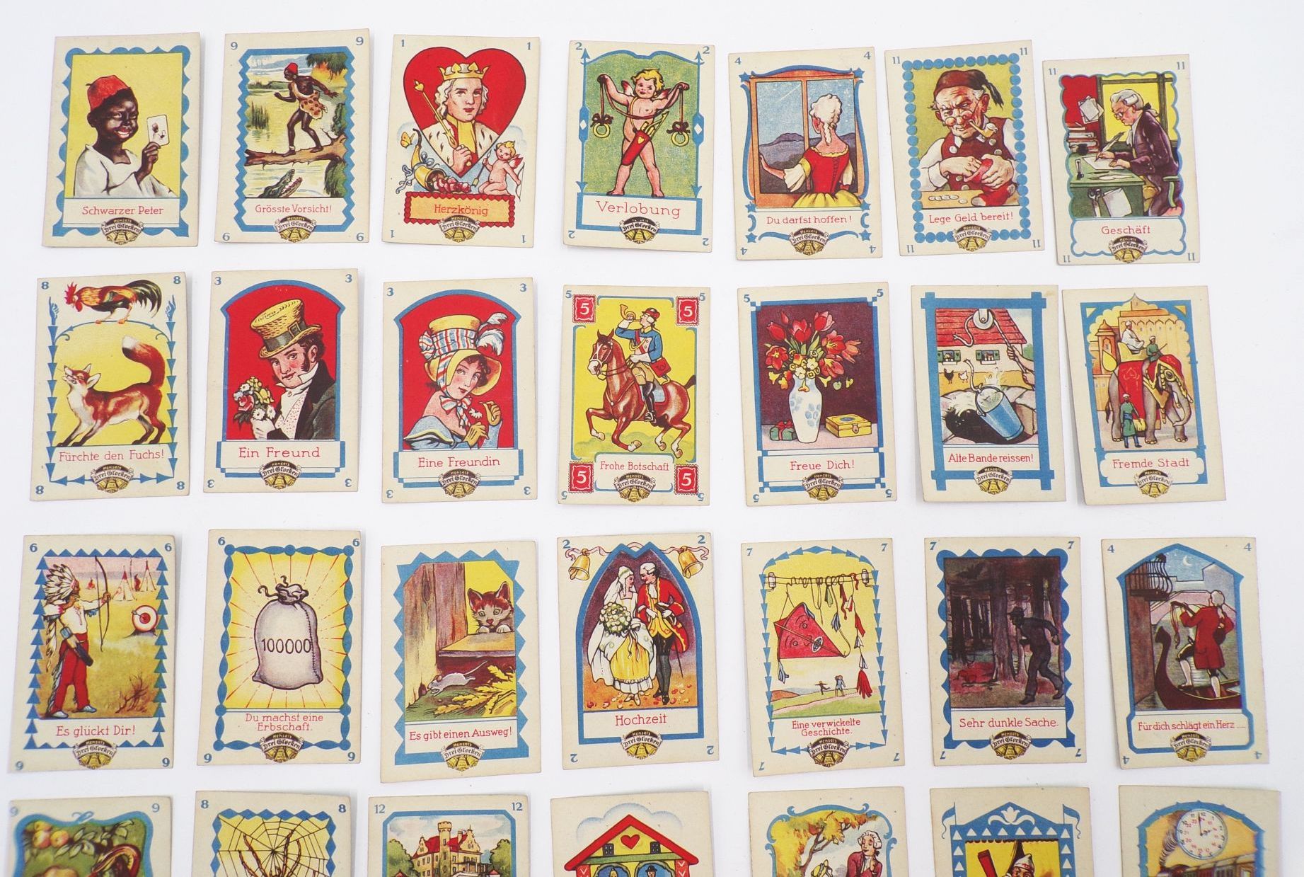 Altes Werbe Kartenspiel Drei Glocken Nudeln Schwarzer Peter um 1930