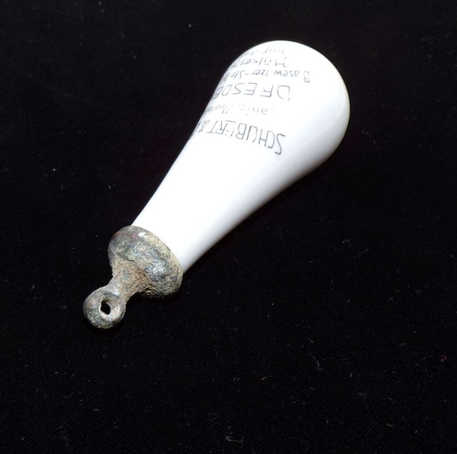 Alter WC Griff mit Reklame Schubert und Barsch Dresden um 1910 Klosett Porzellan