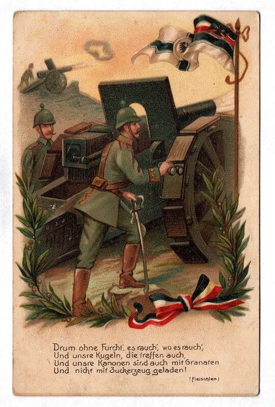 Ak Motivkarte Soldat mit Artillerie geschützt Spruch