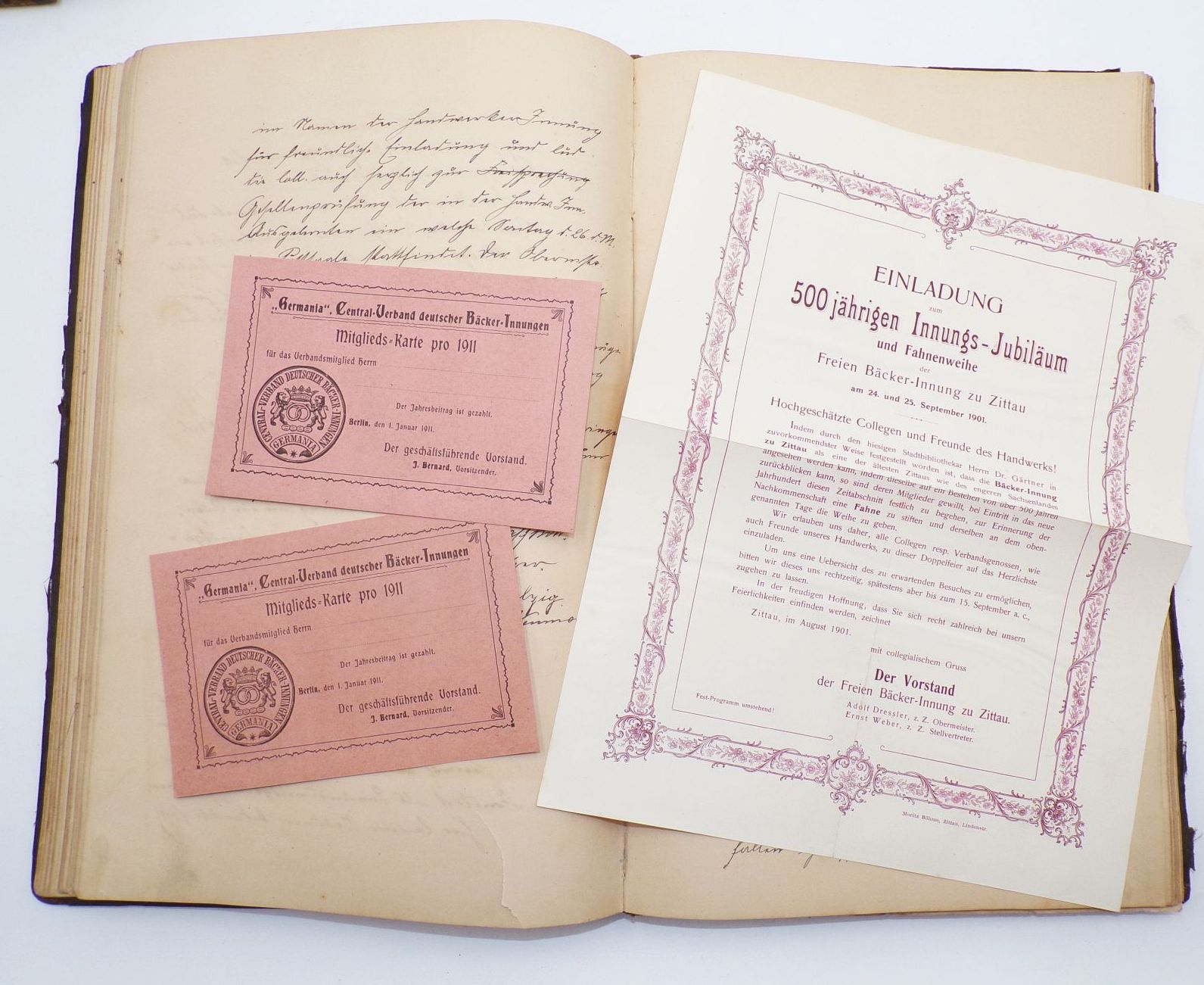 Handgeschriebenes Buch Bäcker Innung Leutersdorf Oberlausitz ab 1885 Handgeschriebenes Buch Bäcker Innung Leutersdorf Oberlausitz ab 1885